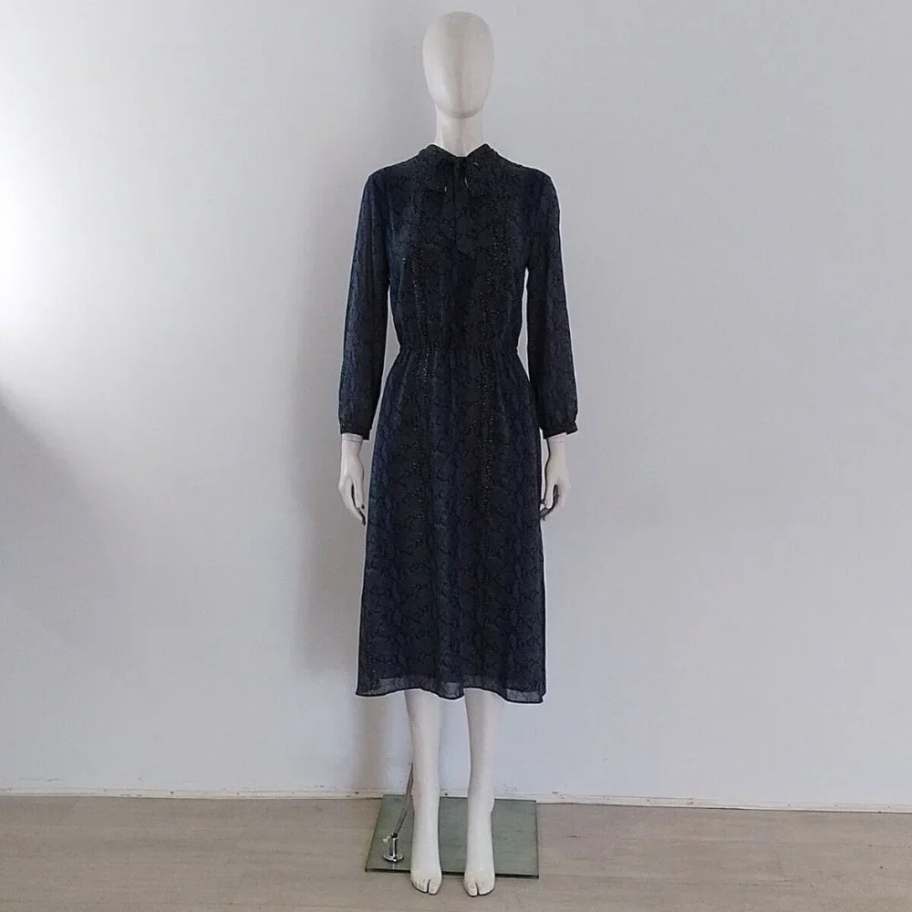 HUSH Snakeskin Neck-Tie Midi Maxi-Dress Size UK 12 EU 40 - Picture 1 of 10